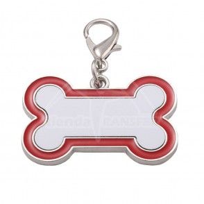 Placa Mascota Huesito Borde Color ROJO