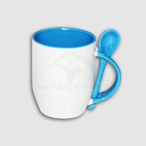 Mug Color Interno con Cuchara Base Redonda