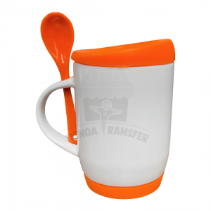 Mug Con Tapa y Base de Silicona Cuchara| Tienda Transfer