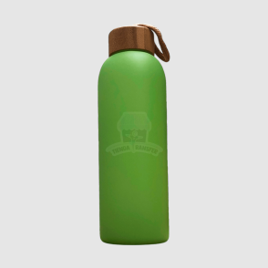 Botella de Vidrio Verde Sublimable con Tapa de Bambú