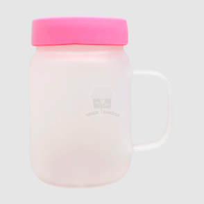 Mug Vidrio Opalizado Tapa Silicona Rosado