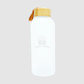 Botella de Vidrio Opalizado Sublimable con Tapa de Bambú