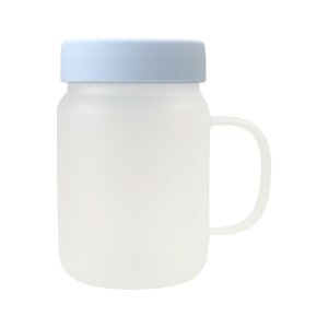 Mug Vidrio Opalizado con Tapa Silicona Azul Mug Vidrio Opalizado con Tapa Silicona Azul